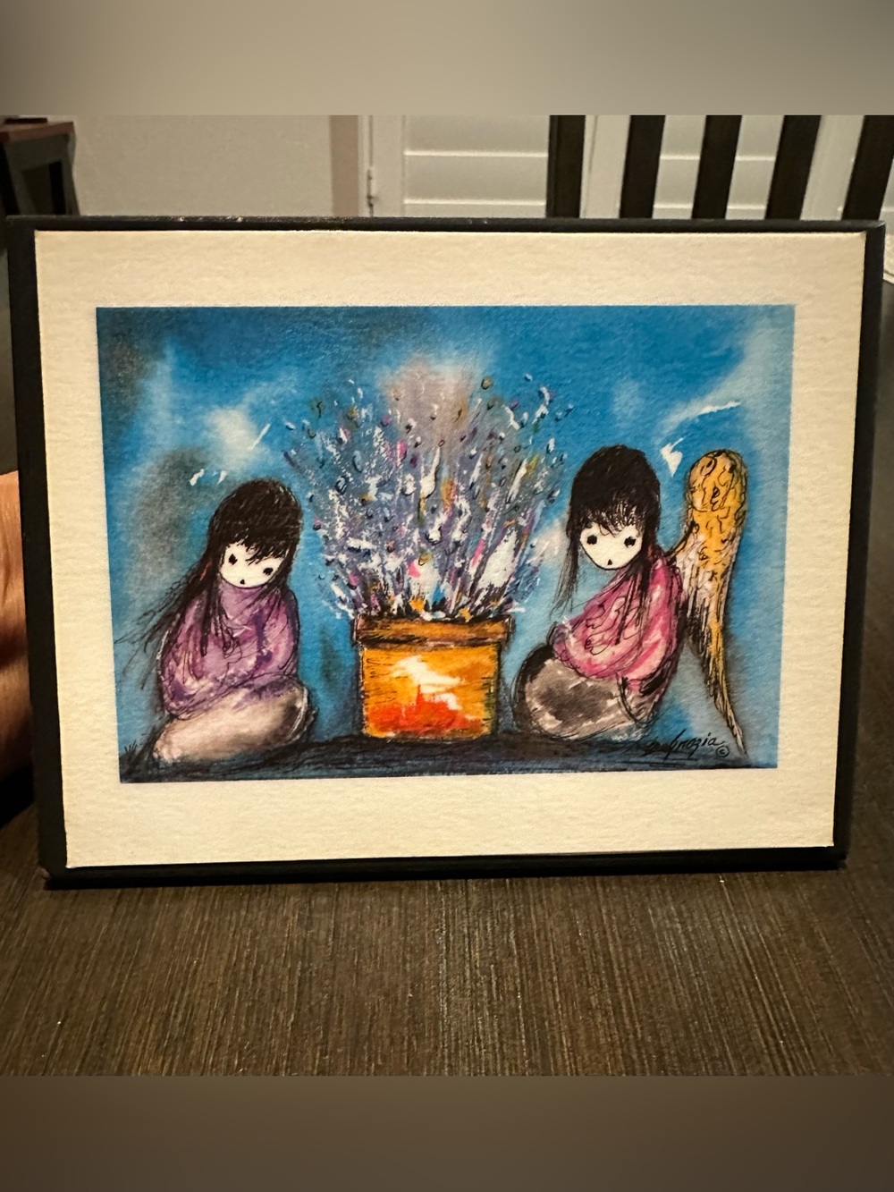 Vintage Ted DeGrazia "Luminaria Fiesta" Small Art Plaque Wood Board Print